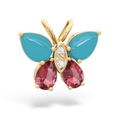 Turquoise Butterfly 14K Yellow Gold pendant P2215