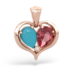 Turquoise Two Become One 14K Rose Gold pendant P5330