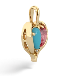 Turquoise Two Become One 14K Yellow Gold pendant P5330