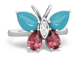 Turquoise Butterfly 14K White Gold ring R2215