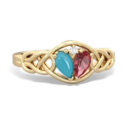 Turquoise Celtic Love Knot 14K Yellow Gold ring R5420