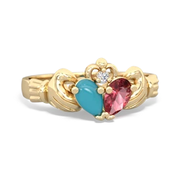 Turquoise 'Our Heart' Claddagh 14K Yellow Gold ring R2388