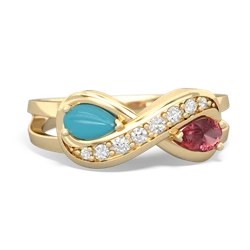 Turquoise Diamond Infinity 14K Yellow Gold ring R5390