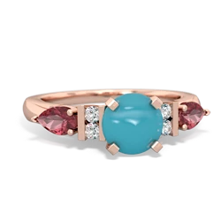 Turquoise 6Mm Round Eternal Embrace Engagement 14K Rose Gold ring R2005