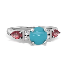 Turquoise 6Mm Round Eternal Embrace Engagement 14K White Gold ring R2005