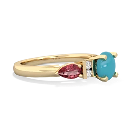 Turquoise 6Mm Round Eternal Embrace Engagement 14K Yellow Gold ring R2005