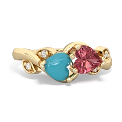 Turquoise Floral Elegance 14K Yellow Gold ring R5790