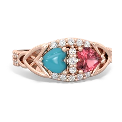 Turquoise Sparkling Celtic Knot 14K Rose Gold ring R2645