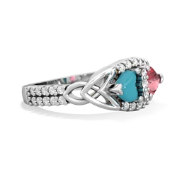 Turquoise Sparkling Celtic Knot 14K White Gold ring R2645