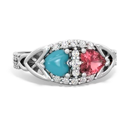 Turquoise Sparkling Celtic Knot 14K White Gold ring R2645