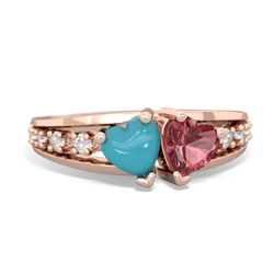 Turquoise Heart To Heart 14K Rose Gold ring R3342