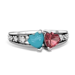 Turquoise Heart To Heart 14K White Gold ring R3342