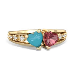 Turquoise Heart To Heart 14K Yellow Gold ring R3342