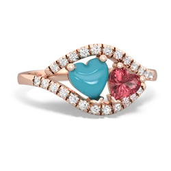 Turquoise Mother And Child 14K Rose Gold ring R3010