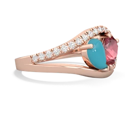 Turquoise Nestled Heart Keepsake 14K Rose Gold ring R5650