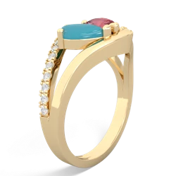 Turquoise Nestled Heart Keepsake 14K Yellow Gold ring R5650