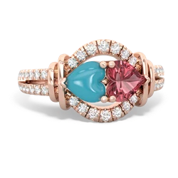 Turquoise Art-Deco Keepsake 14K Rose Gold ring R5630