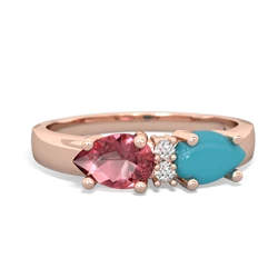 Turquoise Pear Bowtie 14K Rose Gold ring R0865