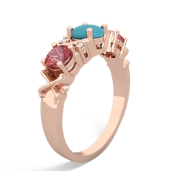 Turquoise Hugs And Kisses 14K Rose Gold ring R5016