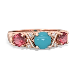 Turquoise Hugs And Kisses 14K Rose Gold ring R5016