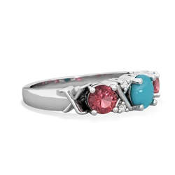 Turquoise Hugs And Kisses 14K White Gold ring R5016