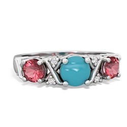 Turquoise Hugs And Kisses 14K White Gold ring R5016