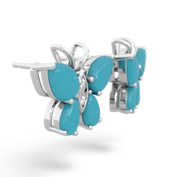 Turquoise Butterfly 14K White Gold earrings E2215