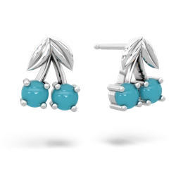 Turquoise Sweet Cherries 14K White Gold earrings E7001