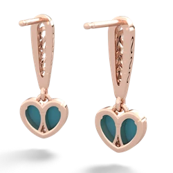 Turquoise Filligree Heart 14K Rose Gold earrings E5070