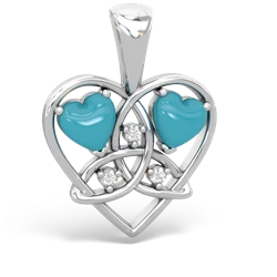 Turquoise Celtic Trinity Heart 14K White Gold pendant P5331