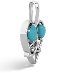 Turquoise Celtic Trinity Heart 14K White Gold pendant P5331