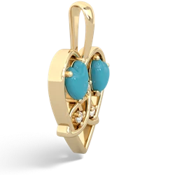 Turquoise Celtic Trinity Heart 14K Yellow Gold pendant P5331