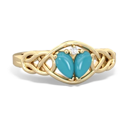 Turquoise Celtic Love Knot 14K Yellow Gold ring R5420