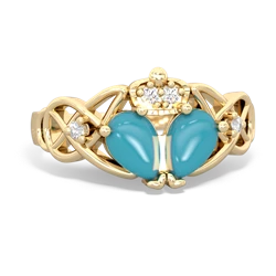 Turquoise 'One Heart' Celtic Knot Claddagh 14K Yellow Gold ring R5322