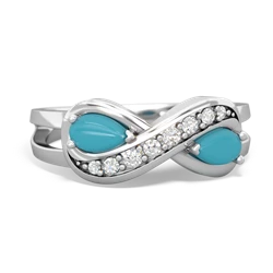 Turquoise Diamond Infinity 14K White Gold ring R5390