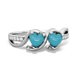 Turquoise Side By Side 14K White Gold ring R3090