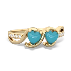 Turquoise Side By Side 14K Yellow Gold ring R3090