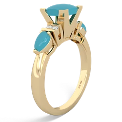 Blue Topaz 6Mm Princess Eternal Embrace Engagement 14K Yellow Gold ring C2002