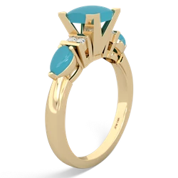 Aquamarine 6Mm Princess Eternal Embrace Engagement 14K Yellow Gold ring C2002