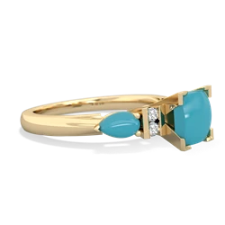 Aquamarine 6Mm Princess Eternal Embrace Engagement 14K Yellow Gold ring C2002