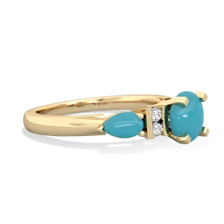 Turquoise 6Mm Round Eternal Embrace Engagement 14K Yellow Gold ring R2005