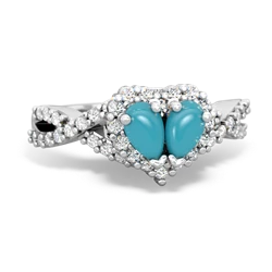 Turquoise Diamond Twist 'One Heart' 14K White Gold ring R2640HRT