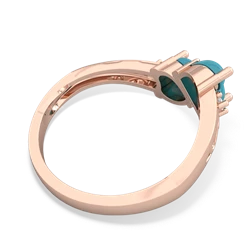 Turquoise Snuggling Hearts 14K Rose Gold ring R2178