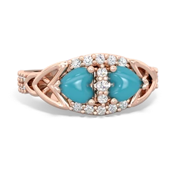 Turquoise Sparkling Celtic Knot 14K Rose Gold ring R2645