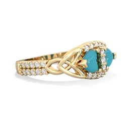 Turquoise Sparkling Celtic Knot 14K Yellow Gold ring R2645