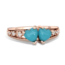 Turquoise Heart To Heart 14K Rose Gold ring R3342