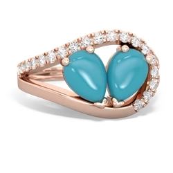 Turquoise Nestled Heart Keepsake 14K Rose Gold ring R5650