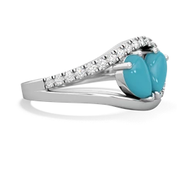 Turquoise Nestled Heart Keepsake 14K White Gold ring R5650