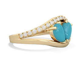 Turquoise Nestled Heart Keepsake 14K Yellow Gold ring R5650