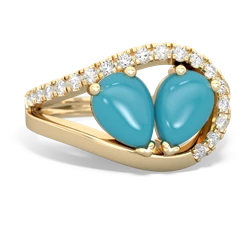 Turquoise Nestled Heart Keepsake 14K Yellow Gold ring R5650